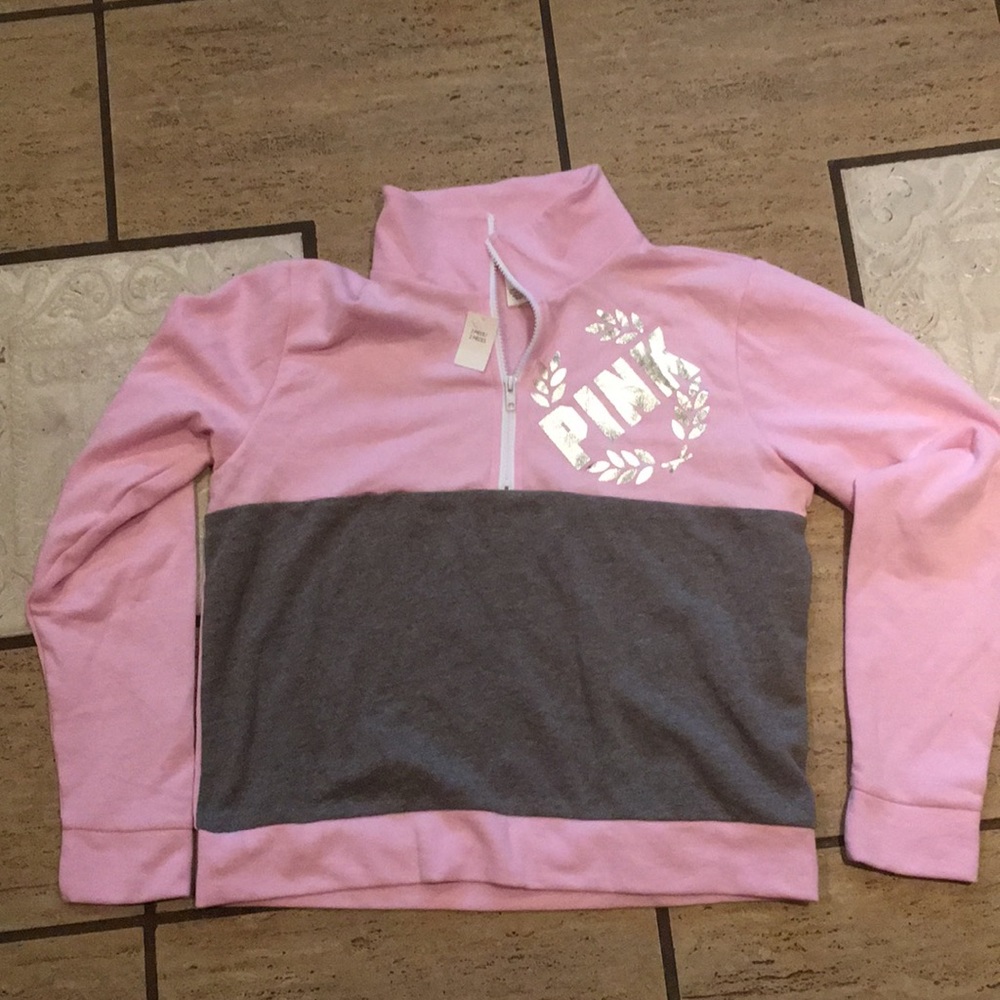 NWT PINK 3/4 zip top M.